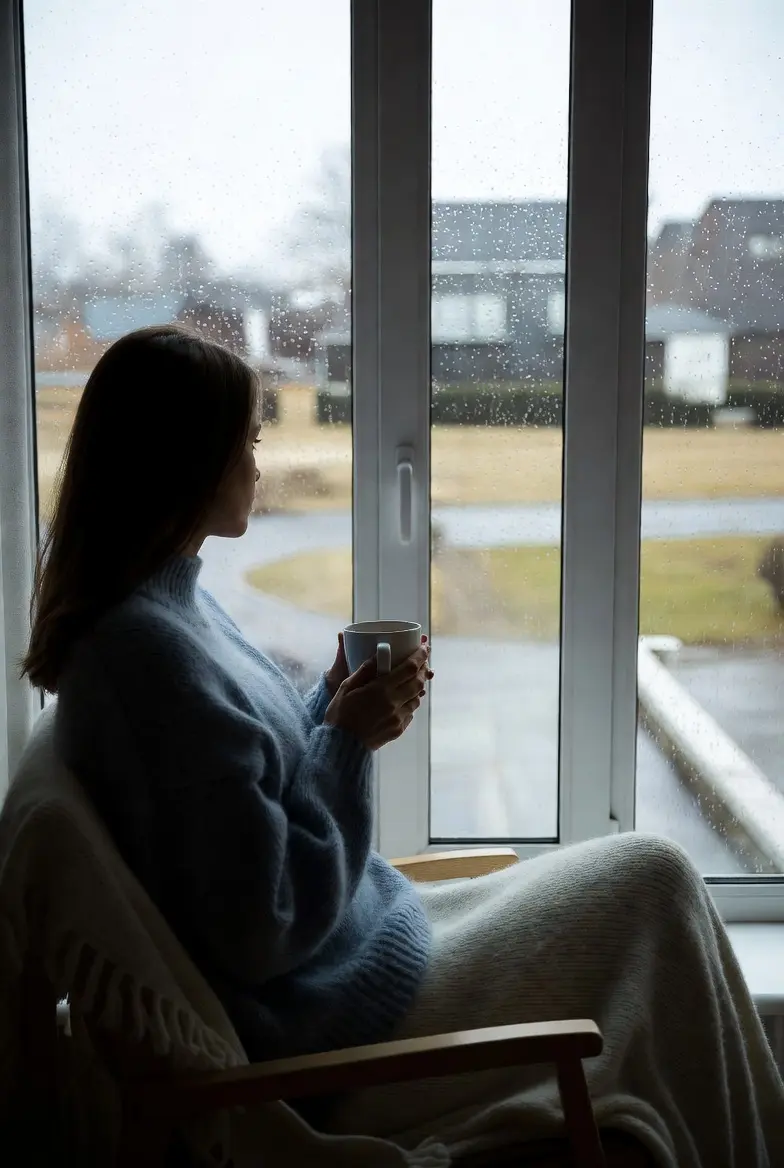 woman watching window