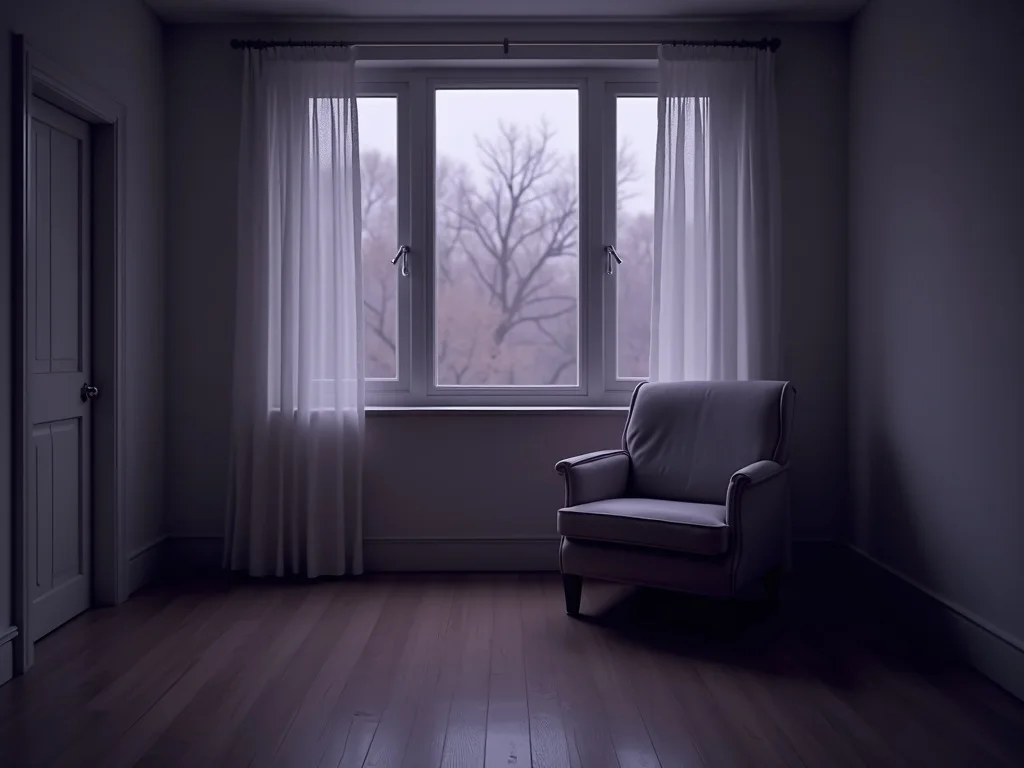 Grief vs depression - quiet reflective interior with gentle lavender light